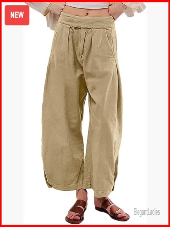 Denim - Women's Baggy Barrel Pant Wide Leg Harem Jeans Mid Rise Ankle Denim